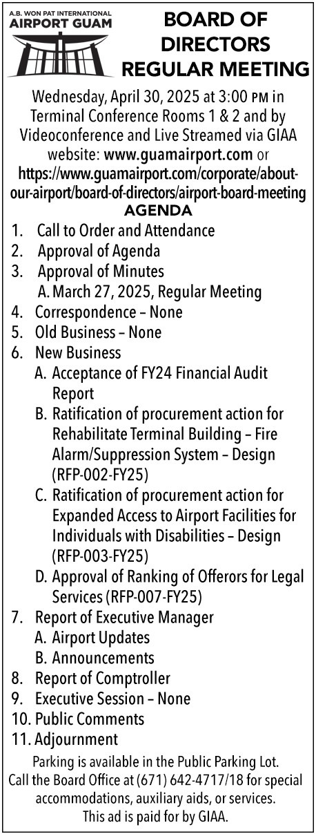 Regular Board Meeting Agenda 2025042612