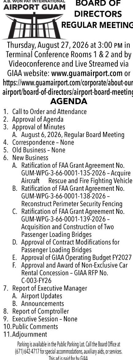 Regular Board Of Directors Meeting Agenda 2026082510